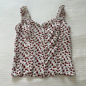Reformation Floral Tank Top - Red and White